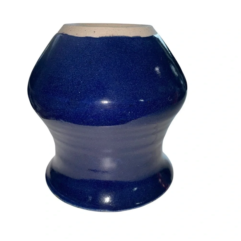 Handmade Cobalt Blue Ceramic Gloss Vase Signed Studio Pottery 5